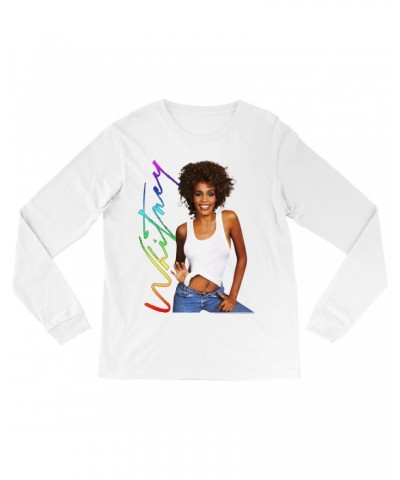 Whitney Houston Long Sleeve Shirt | 1987 Album Photo Rainbow Signature Image Shirt $9.15 Shirts